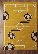 Hand-Tufted Wool Soccer Field Rug, Kids Playroom Sports Decor Design Carpet Rug