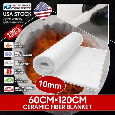 Ceramic Fiber Insulation Blanket - 10mm x 24''*47'' - 2500F - Fireproof Insulation