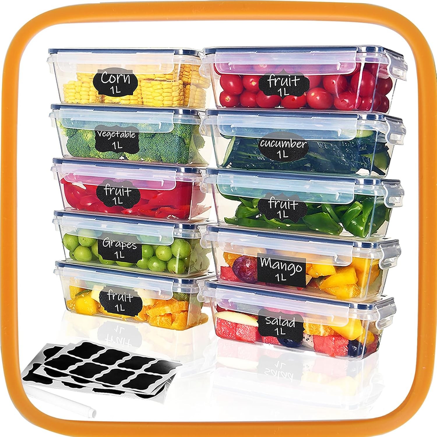 10 Pack 1L Food Storage Containers with Lids Airtight Leakproof Meal Prep