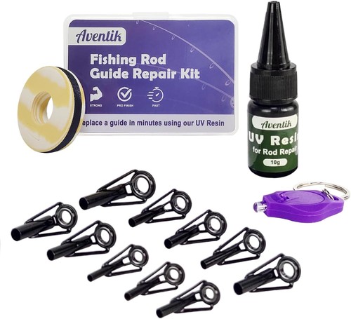 Aventik Kit Riparazione Canna Da Pesca – 10 Anelli Di Ricambio Con Ceramica, Colla E Filo Per Acqua Dolce E Salata - 6