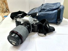 Nikon FG SLR Film Camera w/ Tokina 70-210mm Zoom Lens  Tote bag. Clean Tested 
