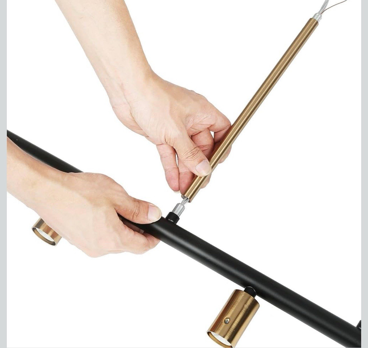 GEPOW 38” KITCHEN ISLAND LIGHTING LIGHTING, BLACK AND GOLD LINEAR CHANDELIER