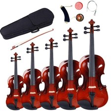 Glarry 1/8 - 4/4 Full Size Acoustic Maple Violin Set School Band With Case Bow