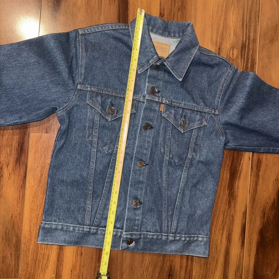 Chaqueta Denim Vintage Levi’s Naranja Tab Hecha en EE. UU. 70704-0917 Juvenil Talla 18 Foto 4 de 4