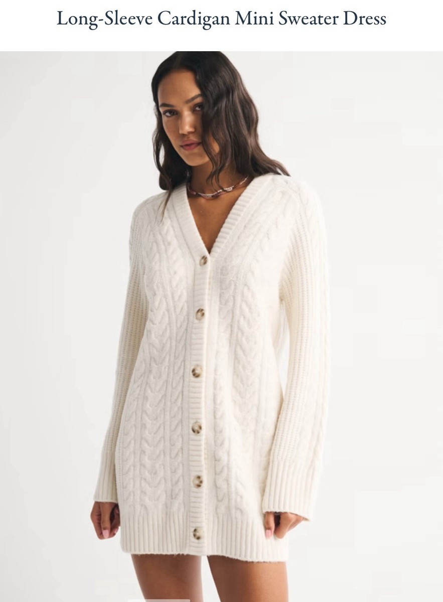 abercrombie fitch Long-Sleeve Cardigan Mini Sweater Dress Size M