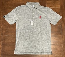 Polo para hombre Johnnie O talla M Alabama Tide gris jaspeado Huron peso pluma nuevo con etiquetas