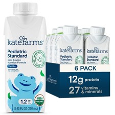 Kate Farms Pediatric 1.2 Vanilla Shake 12g Protein 27 Vitamins 8.45oz 6-Pack
