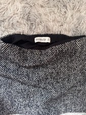 Abercrombie Fitch Wool Tweed Herringbone Mini Skirt Black White S Lined