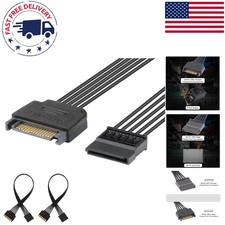 Heavy-Duty 15 Pin SATA Male to Female Extension Cable Set 2 Pack, 10 Inch