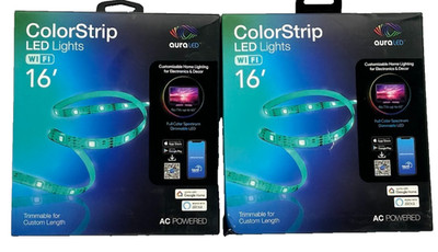 2 pack  Tzumi Aura LED 10W Equivalent 16ft. Wifi Enabled Smart LED Light Strip