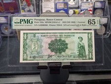 1952 Paraguay - Banco Central – 1 Guaraní, #193a - Uncirculated PMG 65 EPQ 