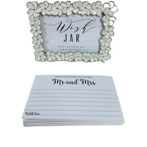Wedding Day Wish Jar White Floral Frame Mr Mrs Advice Cards Reception Keepsake