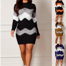 Women's Ladies Sweater Long Sleeve Jumper Casual Bodyocn Mini Dress Size New?