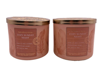 Bath & Body Works 3 Wick Candles Cozy Sunday Night 2 Pack 25-45hr Burn Time