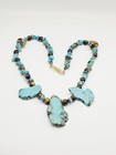 Sterling Silver Vermeil Turquoise & Tiger's Eye Beaded Statement Necklace 20" — photo 6