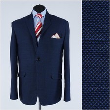 Mens Navy Blue Blazer 42R UK Size BIDYFIT Wool Sport Coat Jacket