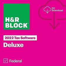 New 2022 H R Block Tax Software Deluxe Edition for PC/MAC Key Card 