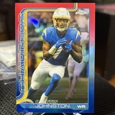 2025 Topps Chrome NFL Football Quentin Johnston Red White & Blue Refractor #159