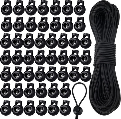 50 Pieces Cord Locks Spring Toggles Stoppers Plastic Single Hole End Stopper Sli