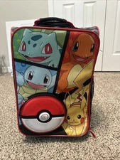 Genuine Pokemon Bioworld Rolling Suitcase W/ Handle Pikachu Pokeball