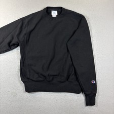Champion Mens Sz Small Crew Neck Reverse Weave Sweatshirt Black Sleeve Logo VTG