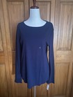 NWT Talbots Women's Long Sleeve T-Shirt Solid Navy Blue Cotton Pullover Sz LARGE