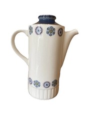 Coffee Pot retro style. White with blue pattern 