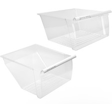 2 PACK Upgraded 2188656 Upper Refrigerator Crisper Bin  2188664 Lower Fridge