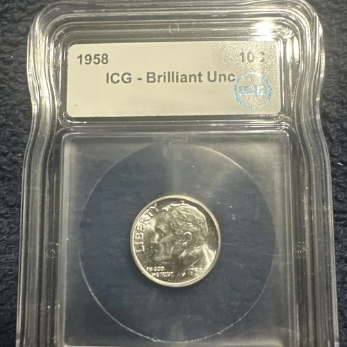 1958 Silver Roosevelt Dime ICG Brilliant Unc