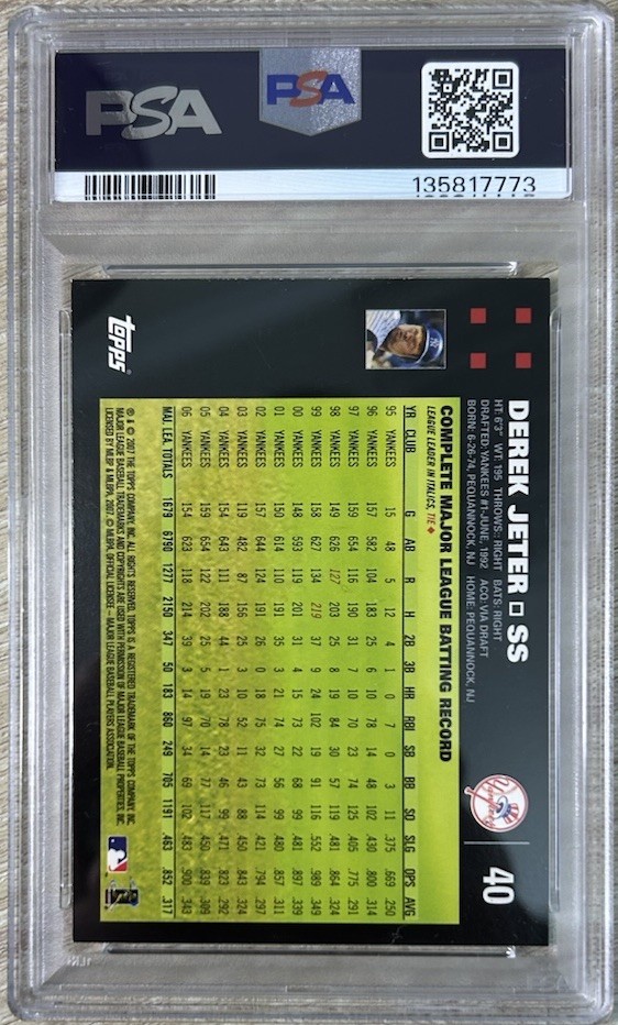 2007 Topps Derek Jeter George Bush Mickey Mantle #40 PSA 8 view 2