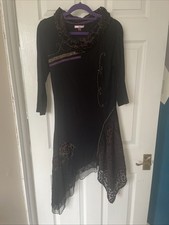Joe Browns Jersey Boho Dress Size 12 Black Floral