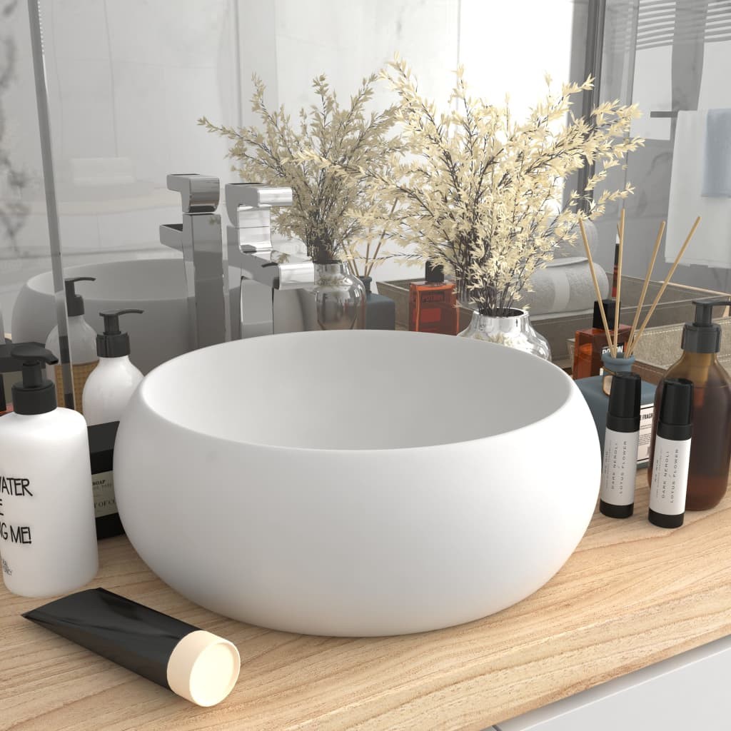 Lavandino Ceramica Bianco Matt 40cm - Design Minimalista per Bagno