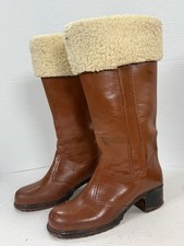 Vintage Moulded Waterproof Fleece Lined Rubber Rain Boots Brown Size 7 Women