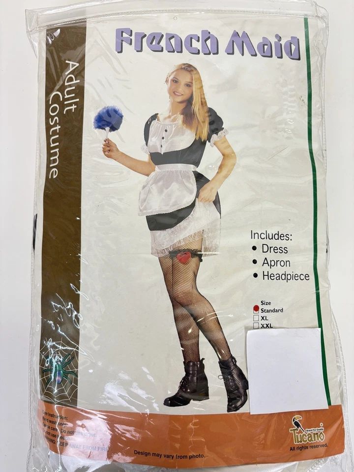 Classic French Maid Adult Costume sz Standard Small 3 Piece Never Worn - Image 2 of 4