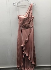 Christian Siriano Azazie Women's Gown Rosette Pink One Shoulder Pleated NWT
