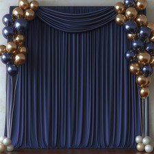 Navy Blue Backdrop Curtains 10x10 FT 2 PCS 5x10 FT Rod Pockets Wrinkle Free