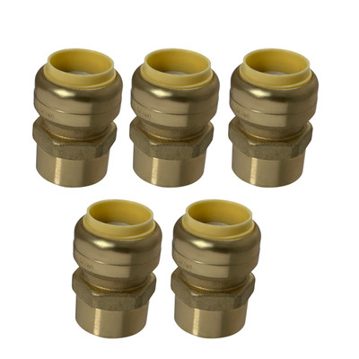 5 Pack XFITTING 3/4'' Push Fit x 3/4'' Female NPT Adapter, Lead Free Brass