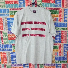 VTG 90s Purchasing Magazine Nothing Happens Until Somebody Buys Something Tee L