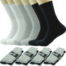 6 Pairs Mens Plain Sports Athletic Work Crew Cotton Long Socks Size 9-11 10-13