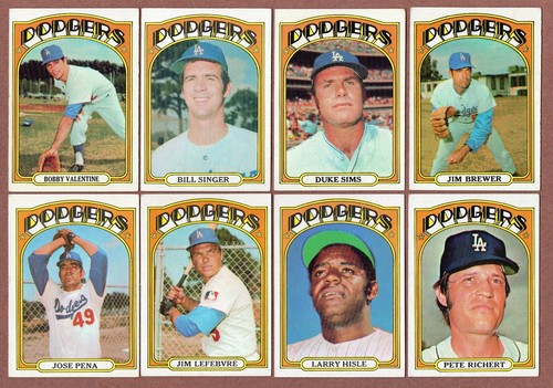 1972 Topps Lot (8) Dodgers #11 #25 #63 #151 #322 #369 #398 #649 Richert VG+/EX