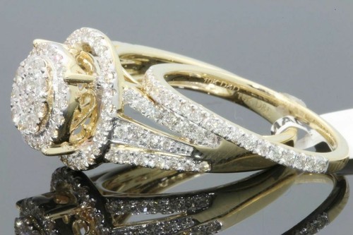 10K YELLOW GOLD 1.50 CARAT WOMENS REAL DIAMOND ENGAGEMENT RING WEDDING BAND SET - Picture 2 of 6