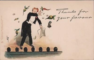 Thanks Favour Performer Pelted Vegetables A/S Lance Thackeray Tucks postcard AP7