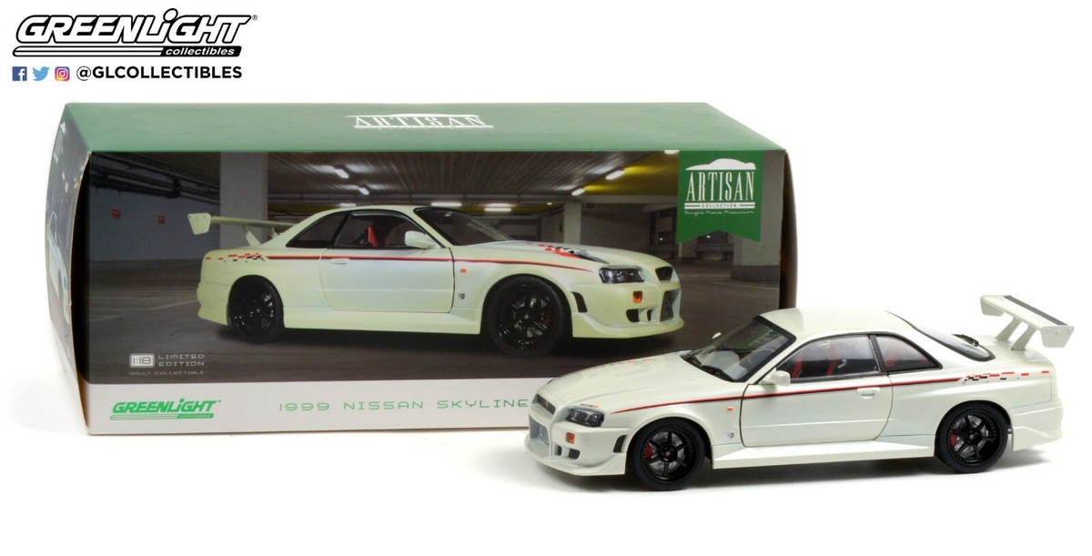 ミニカー Nissan Skyline GT-R BNR34 1999 1999 NISSAN SKYLINE GT-R (BNR34) PEARL WHITE 1:18 SCALE BY