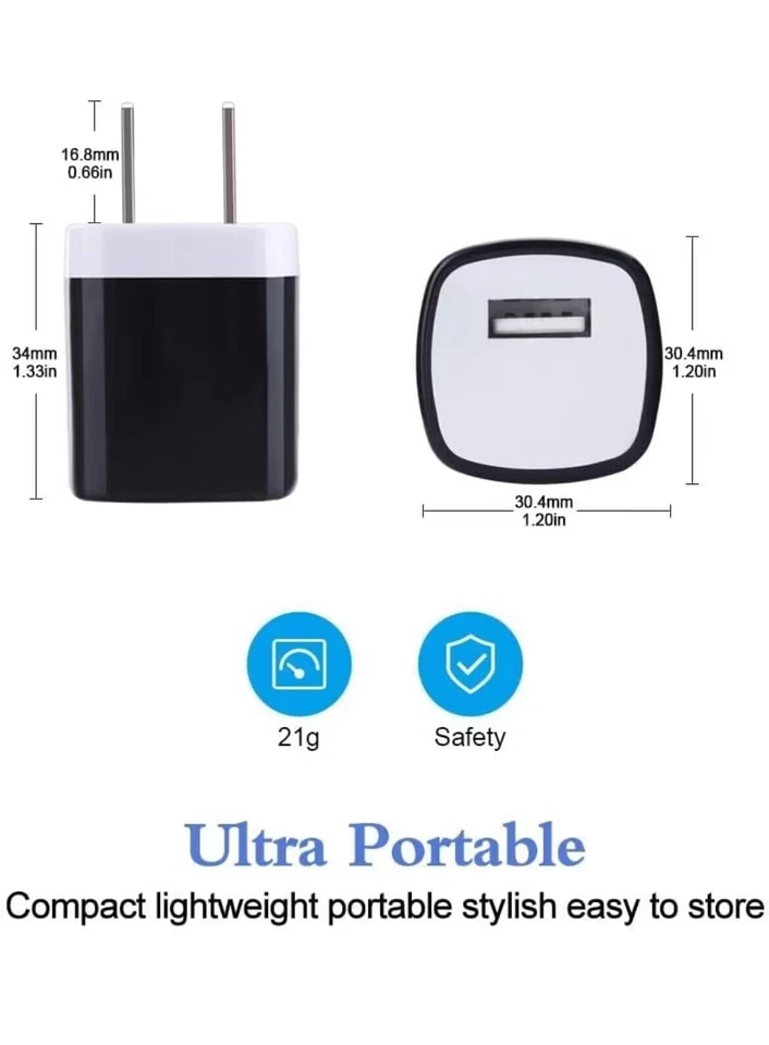 50-pcs 1A USB Power Adapter AC Wall Charger US Plug FOR iPhone 4 5 6 iPod Black - Image 3 of 4