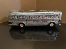 VTG MODERN TOYS TIN OVERLAND SIGHT SEEING SOUND BATTERY OP BUS  JAPAN