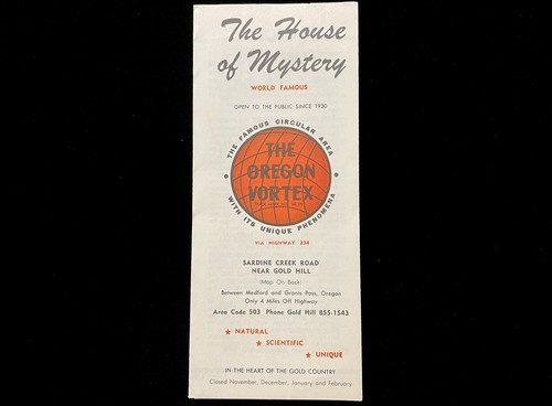 THE OREGON VORTEX THE HOUSE OF MYSTERY 1950s TRAVEL BROCHURE GOLD HILL LOOP