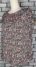Max Studio Women's Long Ruched Sleeve Floral Blouse Size XL Black Multicolor