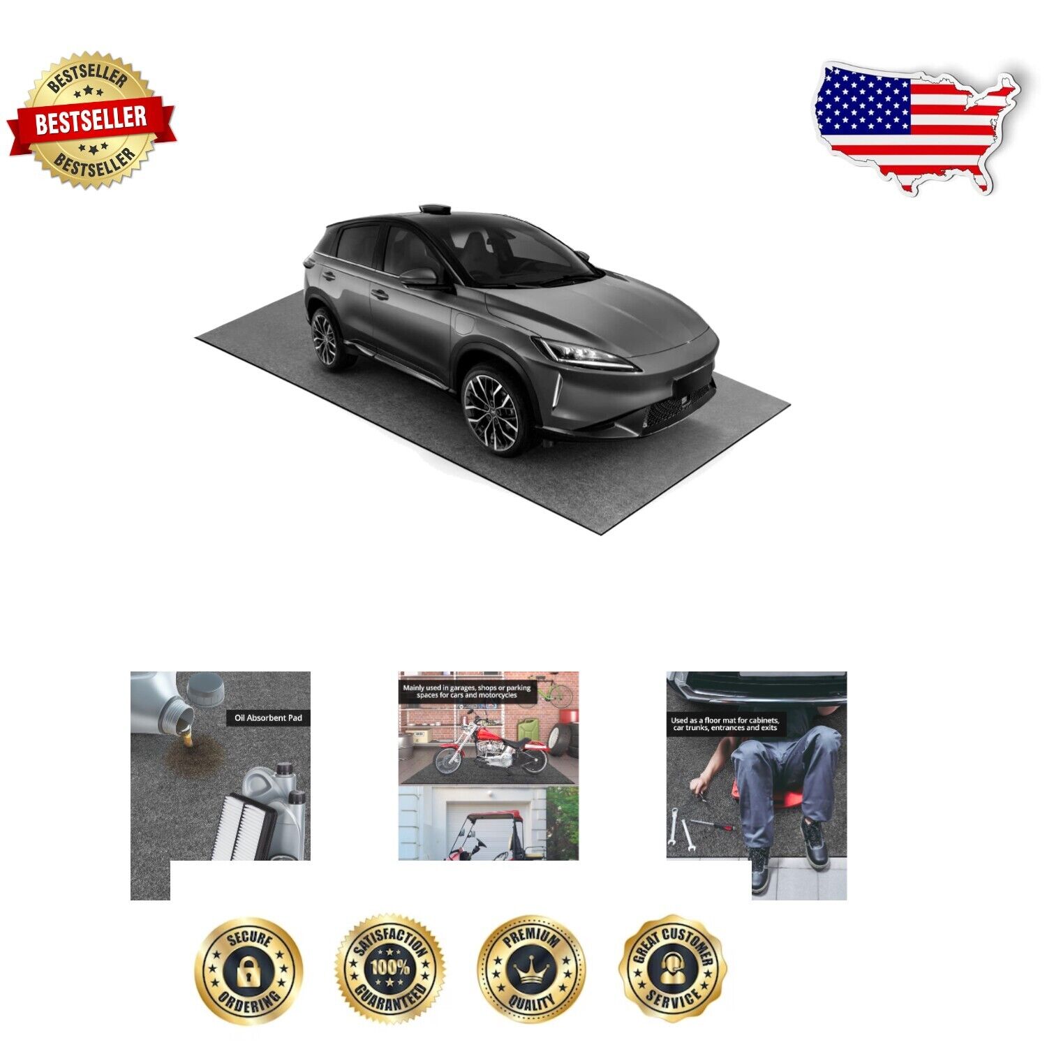 Customizable 8.5' x 6' Oil Absorbent Garage Floor Mat - Reusable and Washable