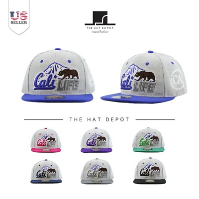 The Hat Depot Premium Quality ''Cali Life'' Soft Heather Grey Snapback Cap