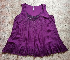  FESTMODE luxus DAMEN TOP Shirt TUNIKA Gr 50/52 A-Linie Schwung VISKOSE bestickt